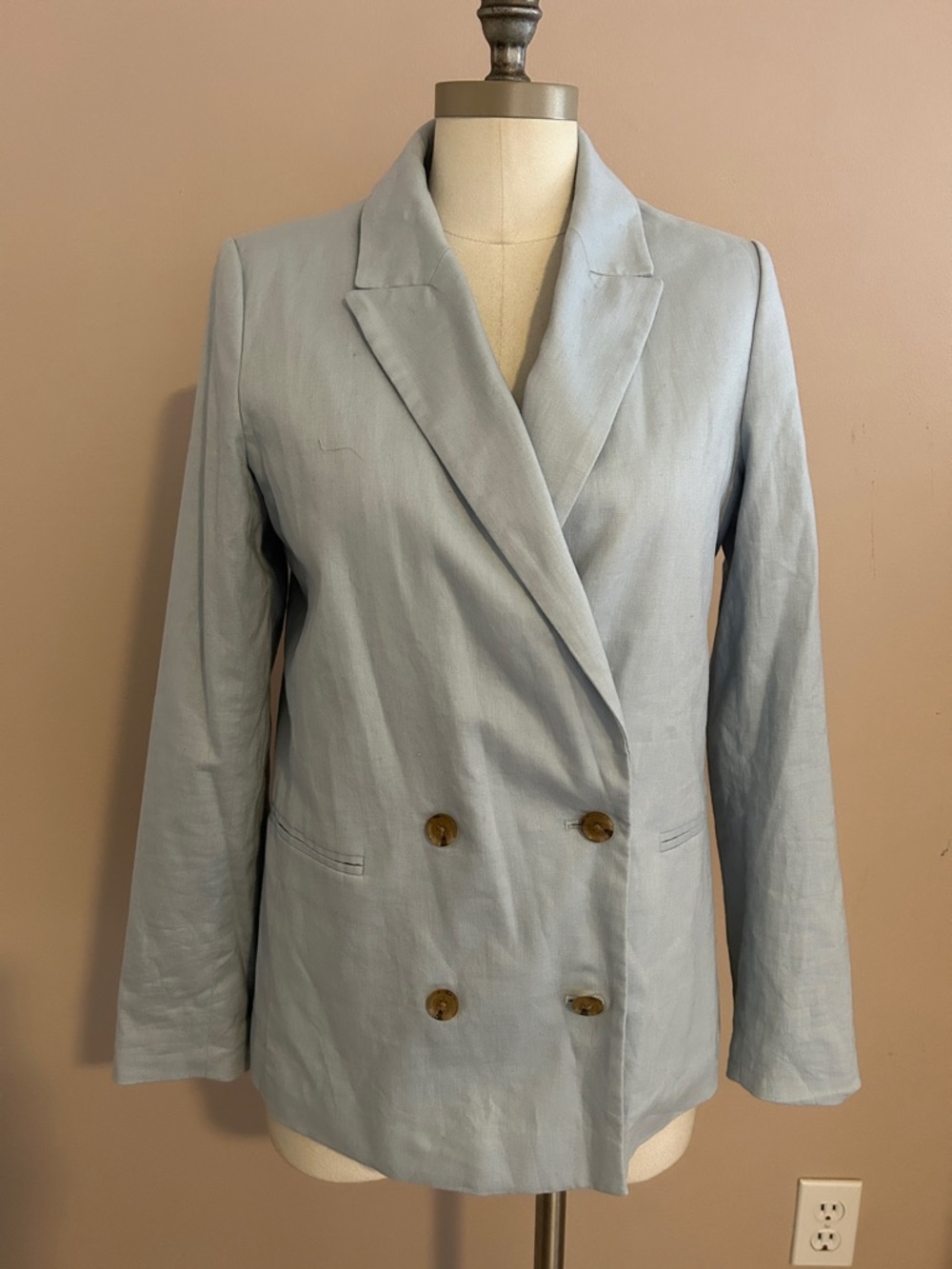 Banana Republic Light Blue Double-Breasted Women's Blazer linen blend size 6